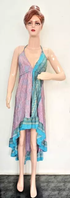 Vestido vintage boho ÚNICO hecho a mano reciclado INDIAN Silk Sari Bohemain...