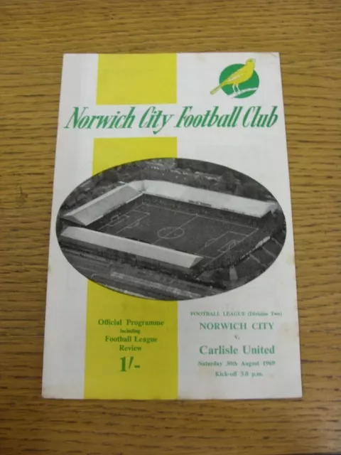 30/08/1969 Norwich City v Carlisle United  (Light Crease, Foxing Marks). Thanks