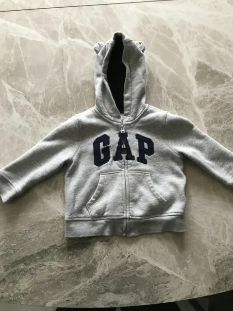 Baby Gap Grey Zip Up Hoodie - Size 12 - 18 Months