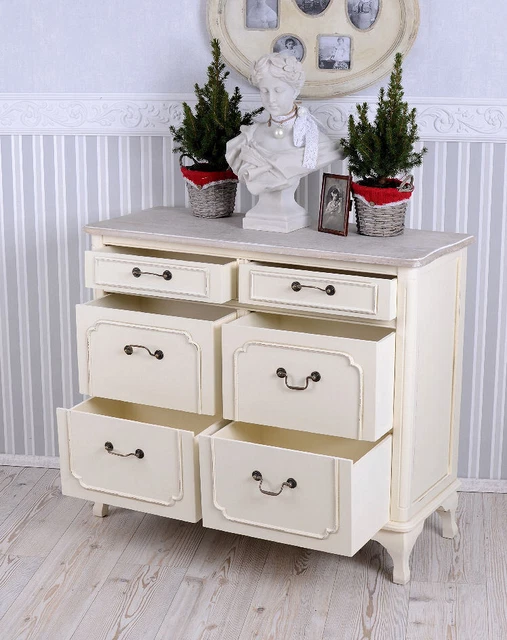 CHAMBRE À COUCHER Commode Armoire à Linge Coffre Wäsche en Bois Shabby Chic EUR 352,93 - PicClick FR