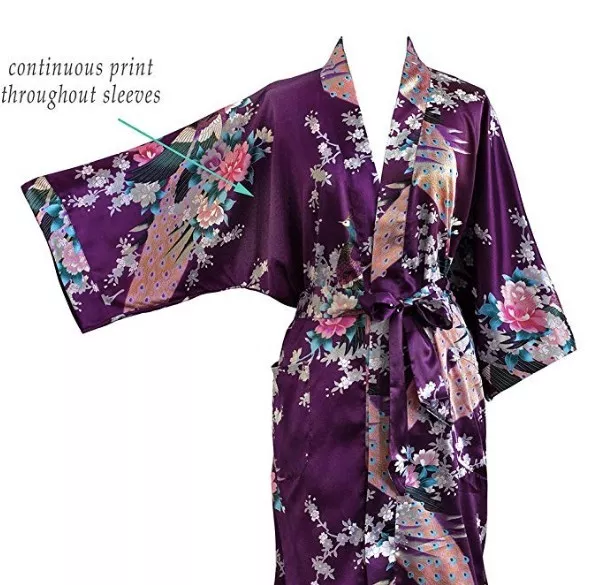 US SELLER! Floral Satin Kimono Sleep Robe Birthday Valentine's Girlfriend's Gift