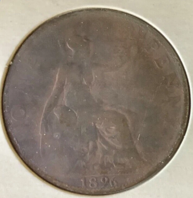 1896 GREAT BRITAIN 1 Penny - EARLY DATE - Great Bronze Coin