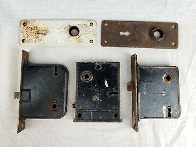 Vintage Antique Cast Iron Metal Latch Door Locks Architectural Hardware Mortise