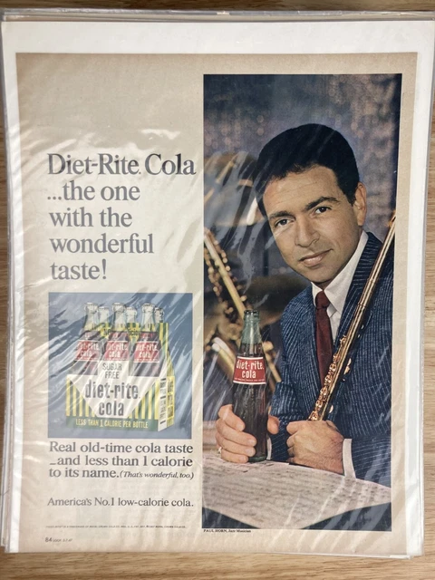 Vintage Diet Rite Cola Paul Horn Jazz Musician 1967 Magazine Print Ad L4