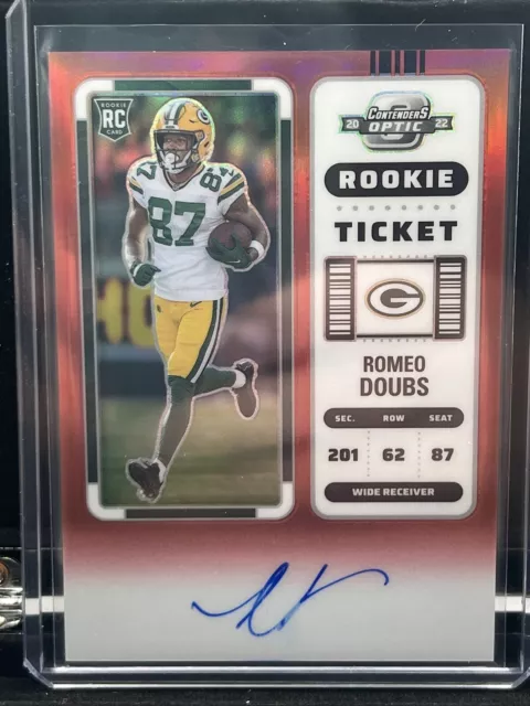 2022 Panini Contenders Optic Football Rookie Ticket Red Auto Romeo Doubs /149 RC