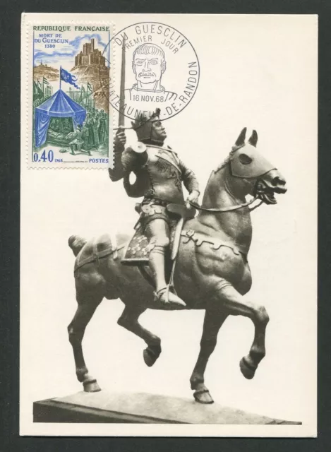 FRANCE MK 1968 GUESCLIN PFERD HORSE RITTER MAXIMUMKARTE MAXIMUM CARD MC CM d5505