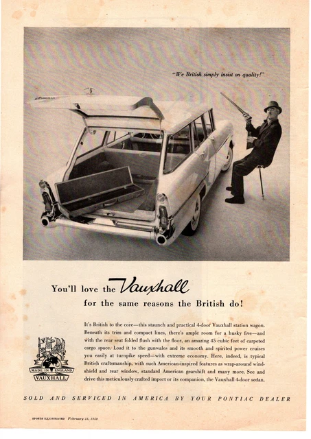 1959 Vauxhall Estate Car Station Wagon Made In England For Pontiac Print Ad