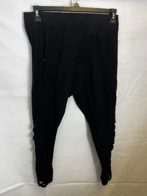 Torrid Leggings Size 1 (Women’s Size 1X) Black Lace Up Sides Cotton Blend