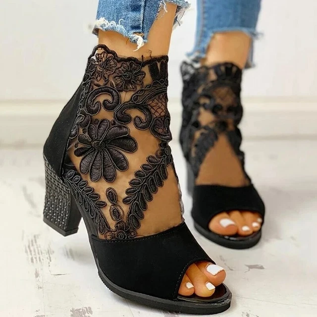 Escarpins Bottines Femme à Talons Hauts Et Plateau - Daim Faux Cuir Multicolore - Neuf