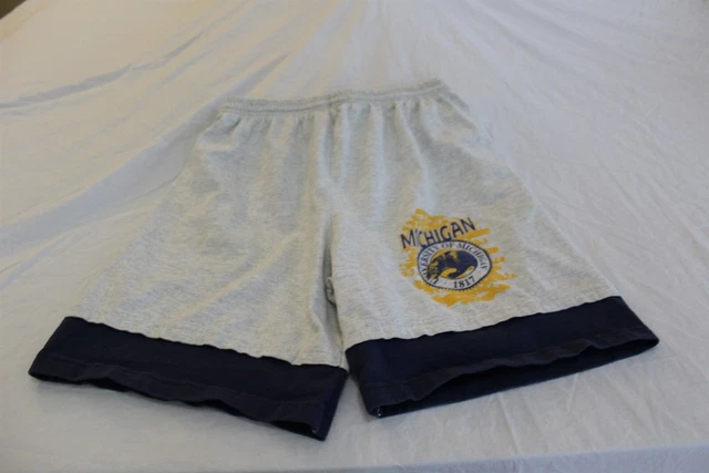 Vintage Michigan University Shorts Heather Grey With Advertising Logo Adult L