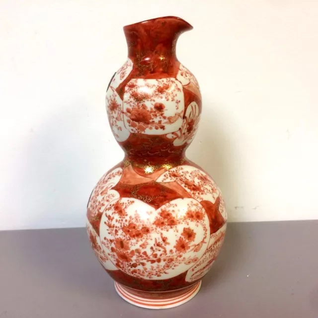 19th Century Japanese Kutani Porcelain Pouring Double Gourd Bottle Vase