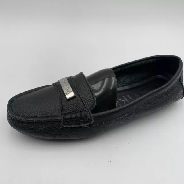 Calvin Klein Womens Loafers Sz 7.5 Leta Black Leather Slip On Flats