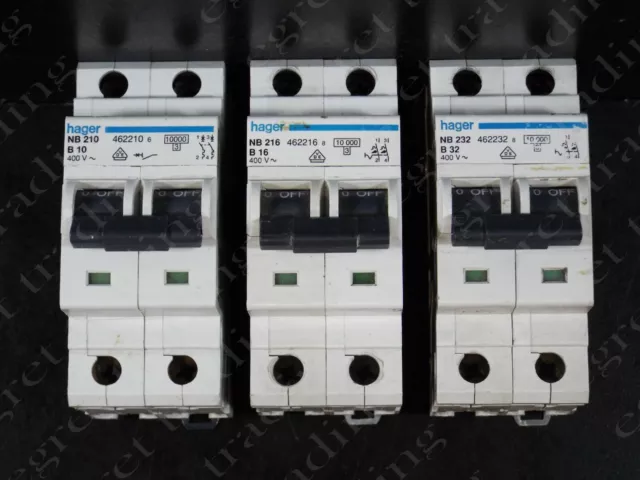 Hager NB B type 2 pole DP 2P double pole MCB Circuit Breaker 10kA