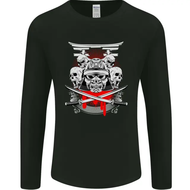 Samurai Skulls Japan Martial Arts MMA Mens Long Sleeve T-Shirt