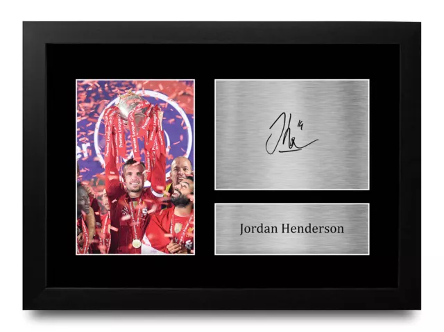 Jordan Henderson Signed A4 Framed Printed Autograph Liverpool LFC Print Gift