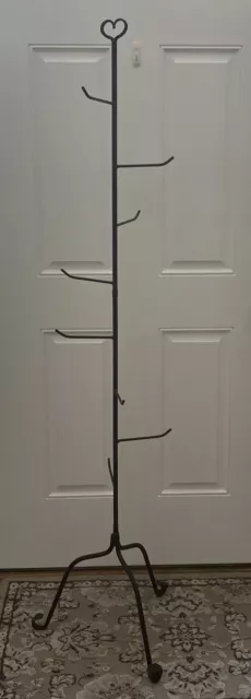 Wrought Iron Basket Tree Stand Free Standing Display 65”