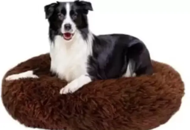 Soft Round Fluffy Brown Donut Pet Bed for Dog & Puppies
