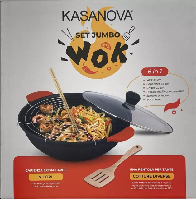 pentola wok 36 cm set jumbo kasanova pentole pot pots topf topfe cucina kitchen