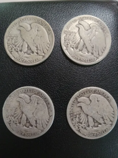 4 coin lot of walking liberty half dollars
