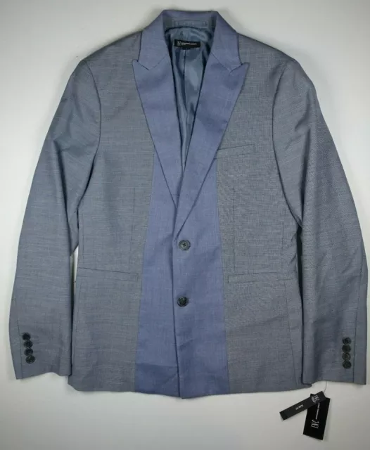 INC INTERNATIONAL CONCEPTS Blue Micro Check Slim Fit Blazer Jacket NEW Large L