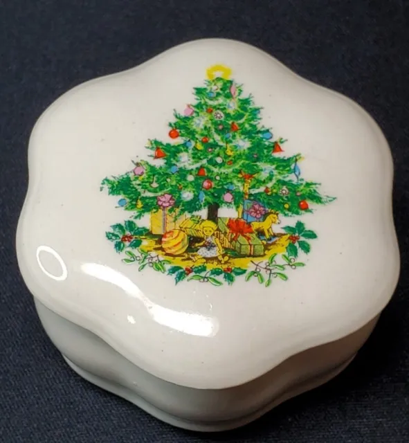 Christmas Tree Vintage Royal Worcester Spode Ring/Trinket Box - Palissy England