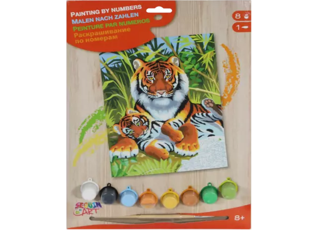 Tiger mit Junge Sequin Art 0029 Malen nach Zahlen Kinder ab 8 Jahre 224 x 303 mm