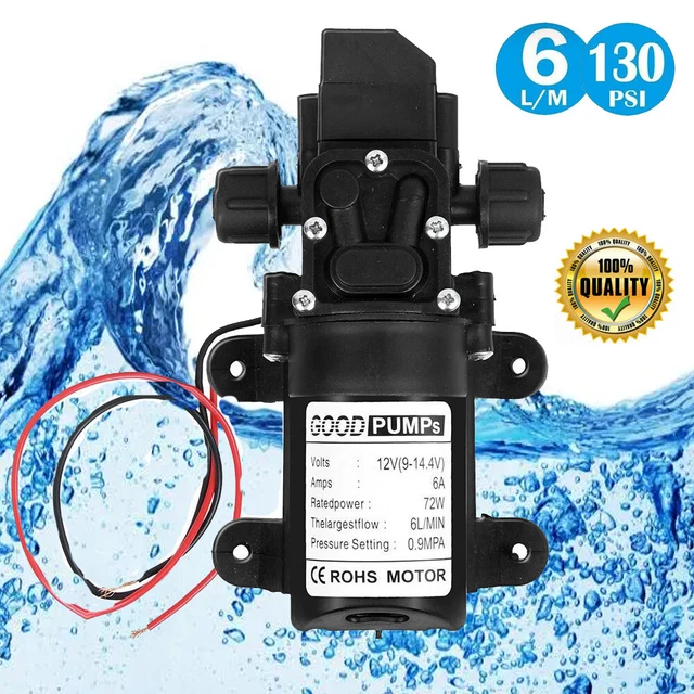 12V Water Pump Automatic Fresh Pressure Diaphragm Pump Switch 130PSI Boat Marine