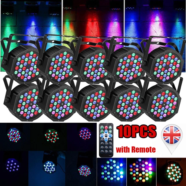 10X 36LED STAGE Lights RGB Par Can Flat DMX512 Disco Bar Uplighter DJ ...
