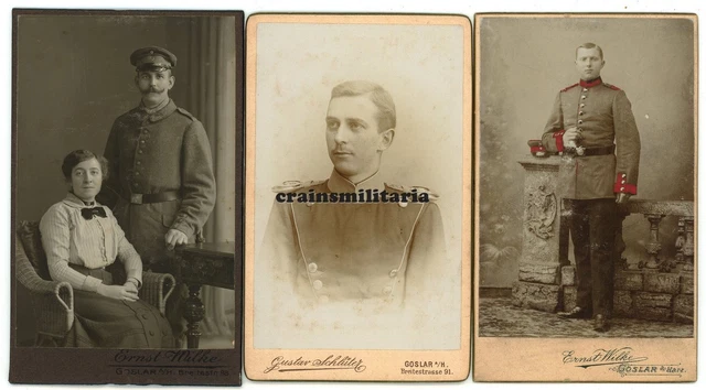 3x Orig. Foto CDV Portrait Soldaten in GOSLAR Harz Epauletten Farb Kavallerie