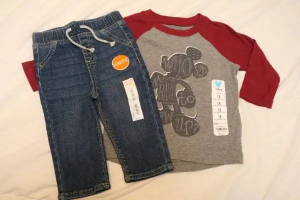 2 pc Jumping Beans 12 mos. Disney Mickey Mouse LS Tee Shirt Grow Up Jeans Pants