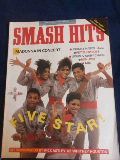 SMASH HITS Magazine AUGUST SEPTEMBER 1987 Five Star Bon Jovi ABC Pet Shop SM286