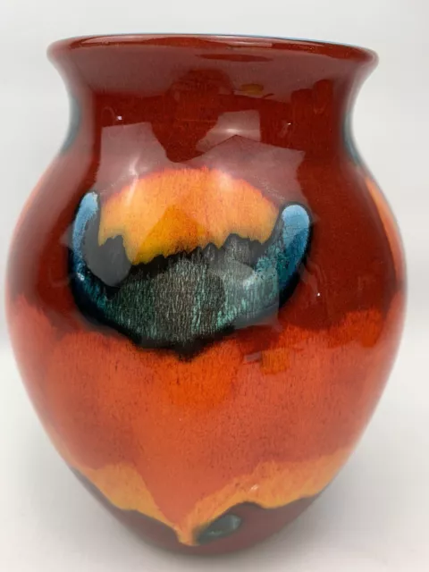 Poole Pottery Vase 16cm Volcano Orange England Art Deco Pottery Red  z381