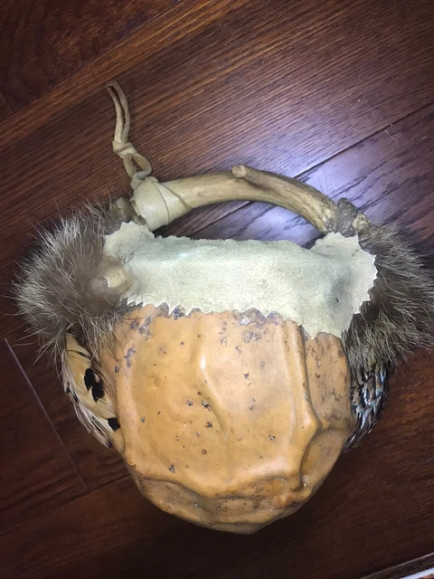 Vintage Native American Indian RATTLE, Rain shamen stick gourd instrument