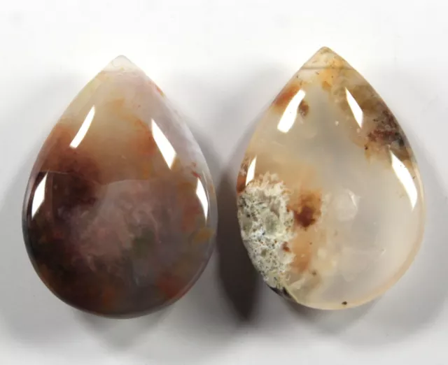 Two (2) Mixed Size Madagascar Ocean Jasper Teardrop Focal / Pendant Beads