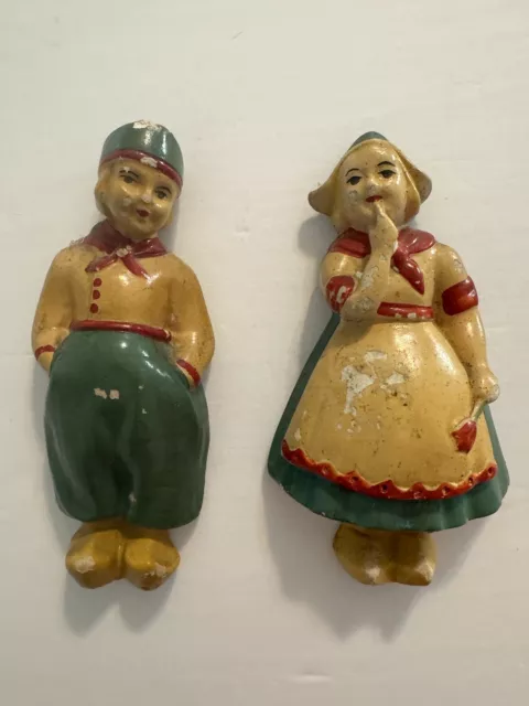 Antique Dutch Boy & Girl Figurines Wall Hanging Review Pictures For Condition