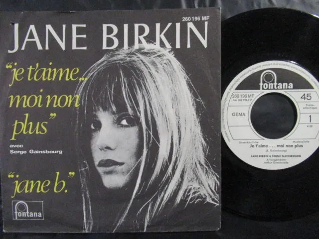 JANE BIRKIN Je T'aime...Moi Non Plus/ Promo 7" SP Germany 1969 FONTANA 260196 MF