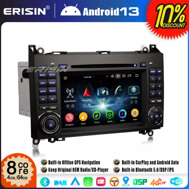 Android 13 DVD Autoradio Mercedes A/B Class W169 W245 Sprinter Viano VW Crafter