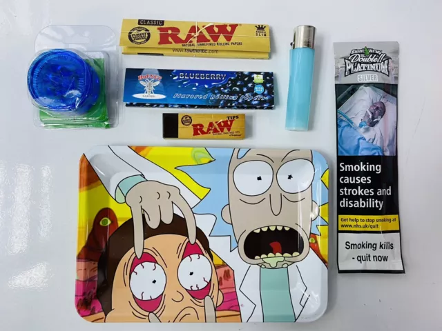 Rick and Morty XL Smoking Gift Set Waterpipe Bong Grinder Ashtray Rolling  Tray