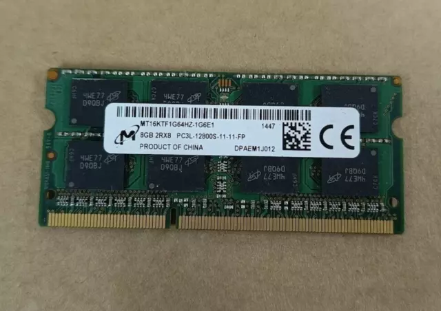 8GB MT DDR3 1600mhz PC3L-12800S 204 PIN SO-DIMM LAPTOP MEMORY RAM