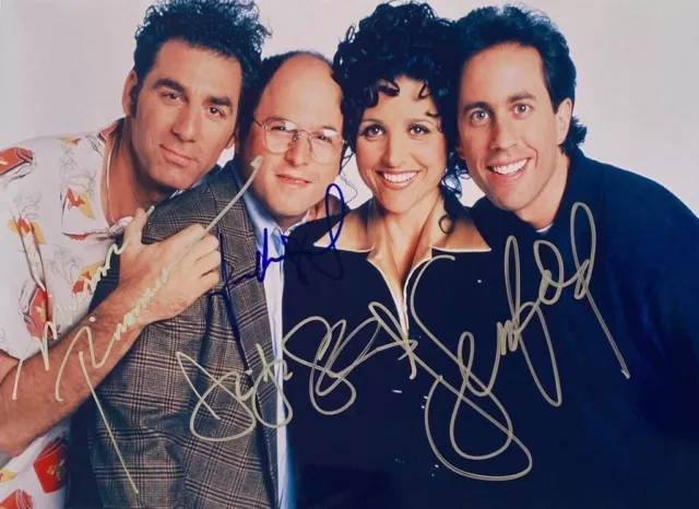 SEINFELD CAST SIGNED AUTOGRAPH 12"x 8 PHOTO JERRY SEINFELD TELEVISION SHOW COA