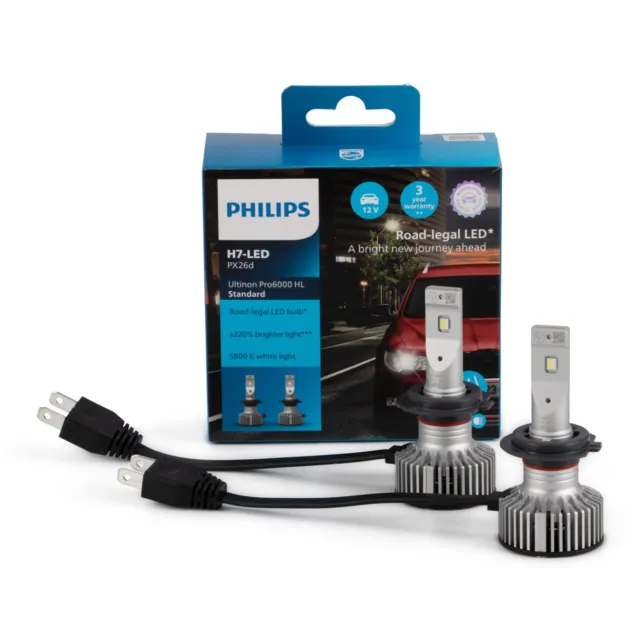 2x PHILIPS Ultinon Pro6000 HL Standard H7 LED Straßenzulassung 12V +220% 5.800K