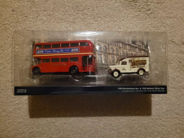 Marks & Spencer 1954 Routemaster Bus + 1950 Bedford 30cwt Van Die Cast Models