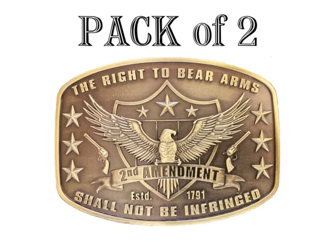 Second Amendment 2A Belt Buckle Right to Bear Arms - Bronze [2-Pack]