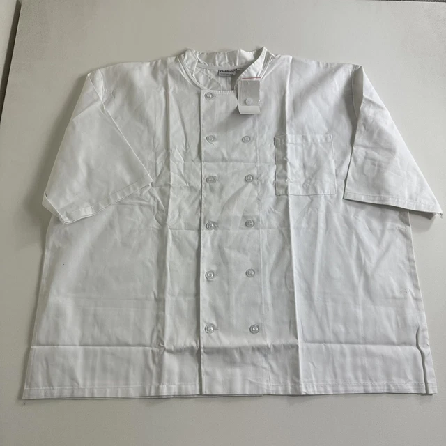Chef Works White Full Button Double Breasted￼ Coat Shirt Size 5XL Short Sleeve.