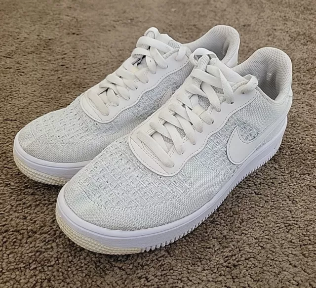 Nike Air Force 1 Flyknit Low 2.0 Mens 9 White Pure Platinum Shoes Sneakers