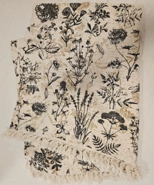 Creative Co-Op Vintage Floral Blanket French Country Black Print Botanical
