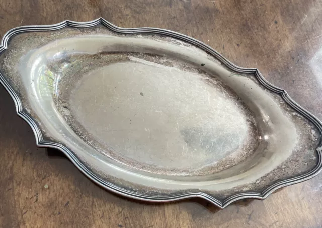 Vintage EGW&S EPNS Silver Plated  scalloped oval tray  Platter dish