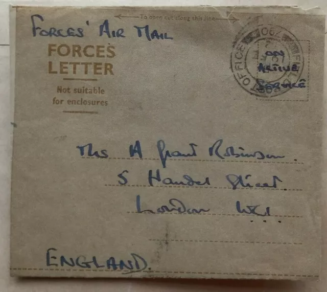 1952 Forces Letter Sent Airmail To England With Field Post Office 790 Postmark