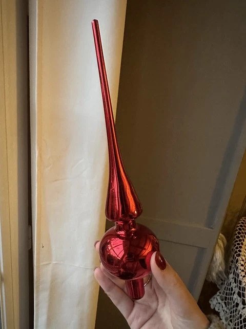 Cimier Flèche Sapin De Noël – Blanc Et Fleurs Bleues – Vintage