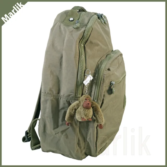 Grand sac à dos Kipling Séoul, tonal vert randonneur BP4412, avec protection pour ordinateur portable, NEUF 2